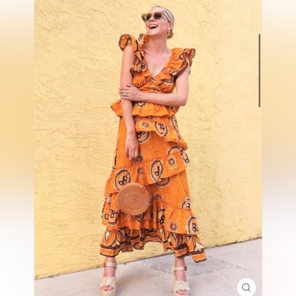 Love The Label Gigi Gold Print Dress Size L EUC 375$ Anthropologie - Picture 5 of 16